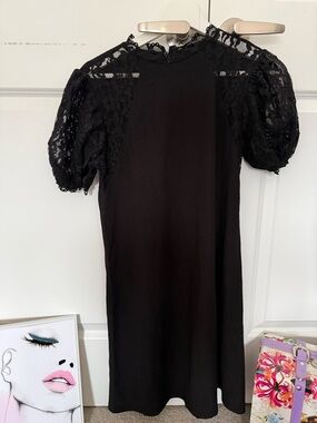 Zara Black Lace-Trim Ribbed Top